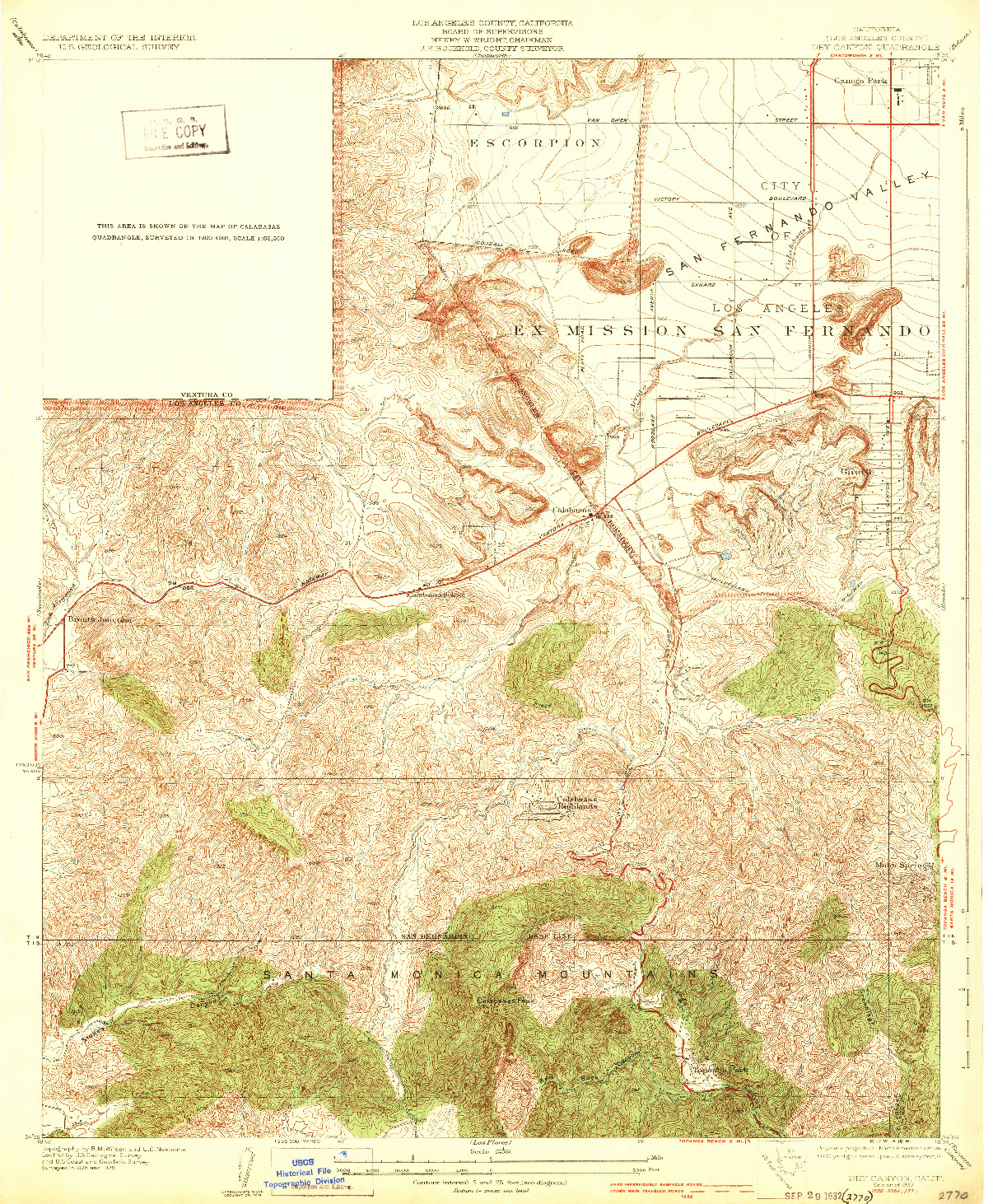 USGS 1:24000-SCALE QUADRANGLE FOR DRY CANYON, CA 1932