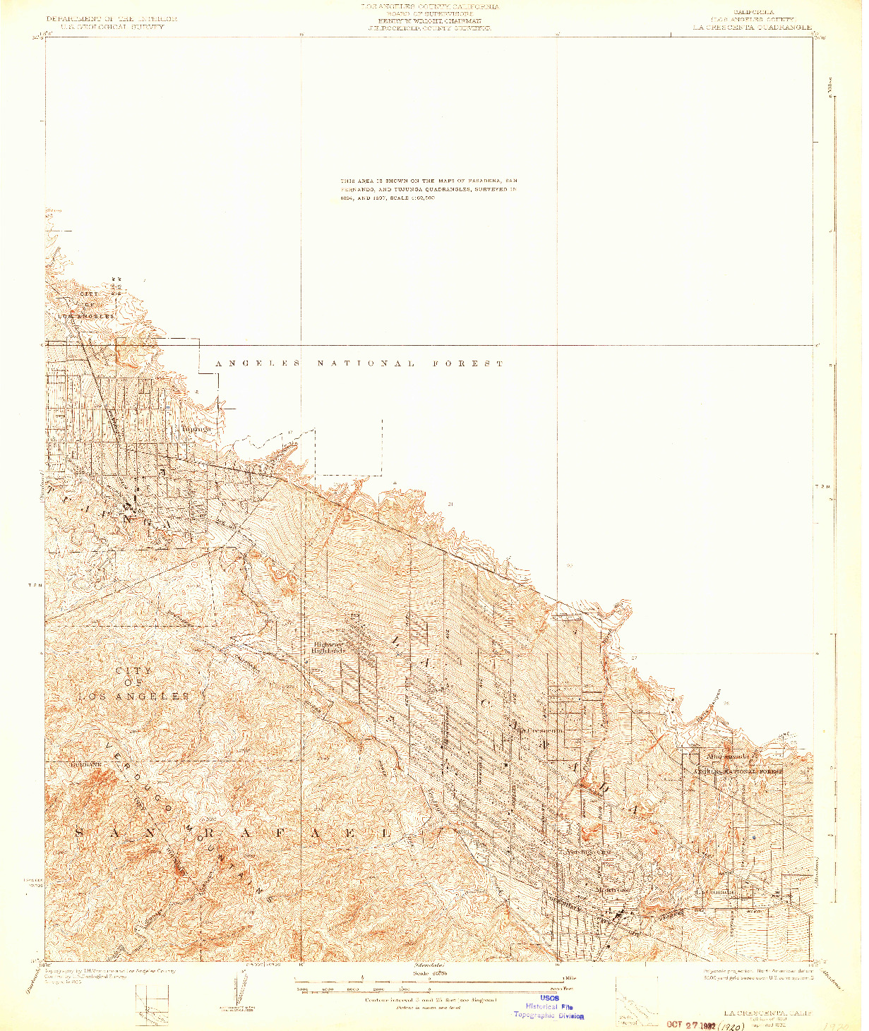 USGS 1:24000-SCALE QUADRANGLE FOR LA CRESCENTA, CA 1928