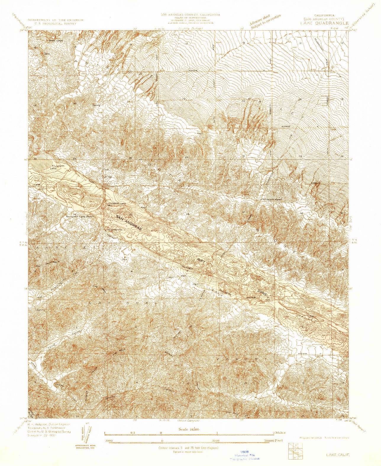 USGS 1:24000-SCALE QUADRANGLE FOR LAKE, CA 1932