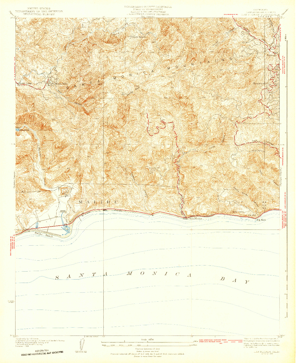 USGS 1:24000-SCALE QUADRANGLE FOR LAS FLORES, CA 1932