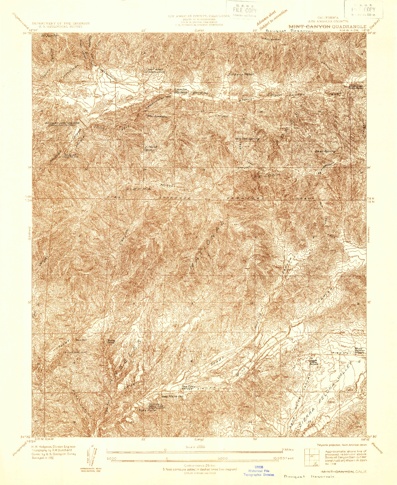 USGS 1:24000-SCALE QUADRANGLE FOR MINT CANYON, CA 1932