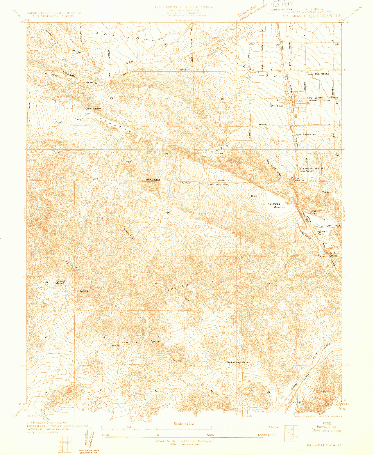 USGS 1:24000-SCALE QUADRANGLE FOR PALMDALE, CA 1932