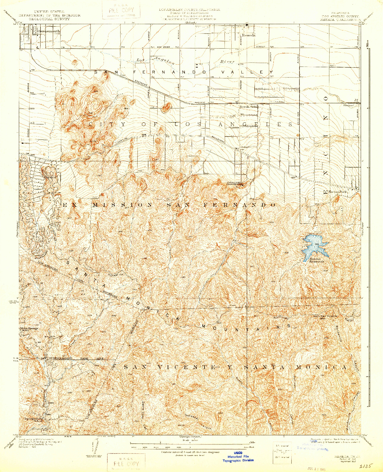 USGS 1:24000-SCALE QUADRANGLE FOR RESEDA, CA 1928