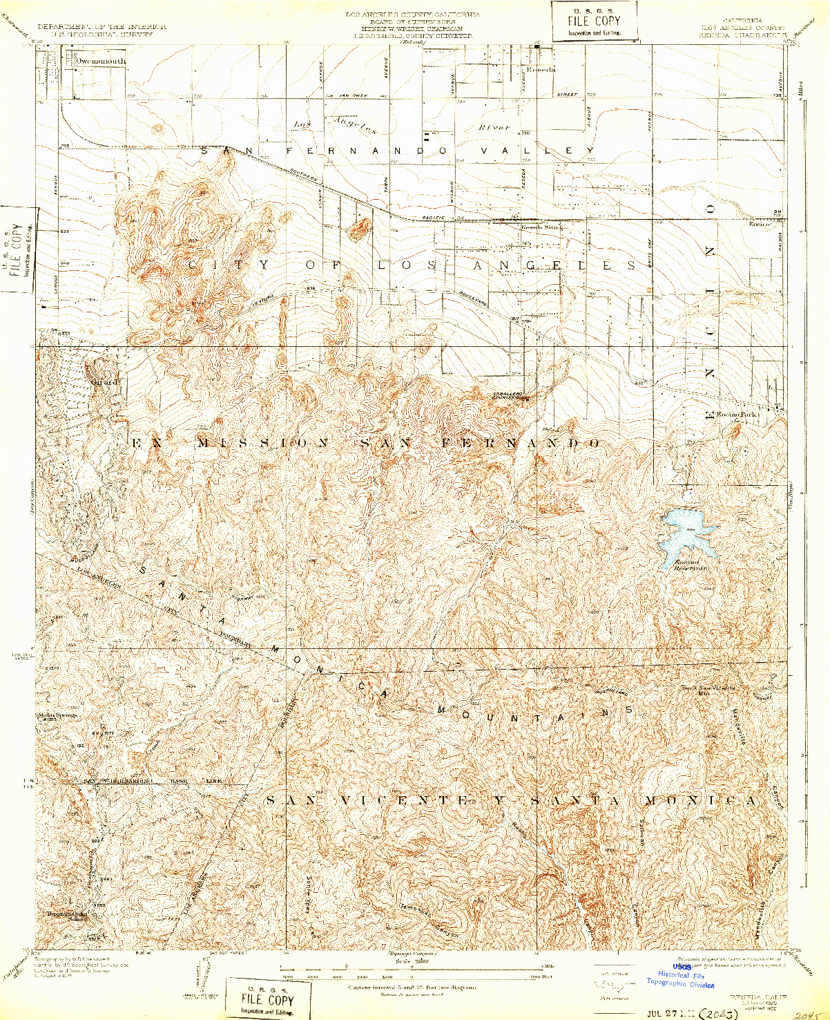 USGS 1:24000-SCALE QUADRANGLE FOR RESEDA, CA 1928