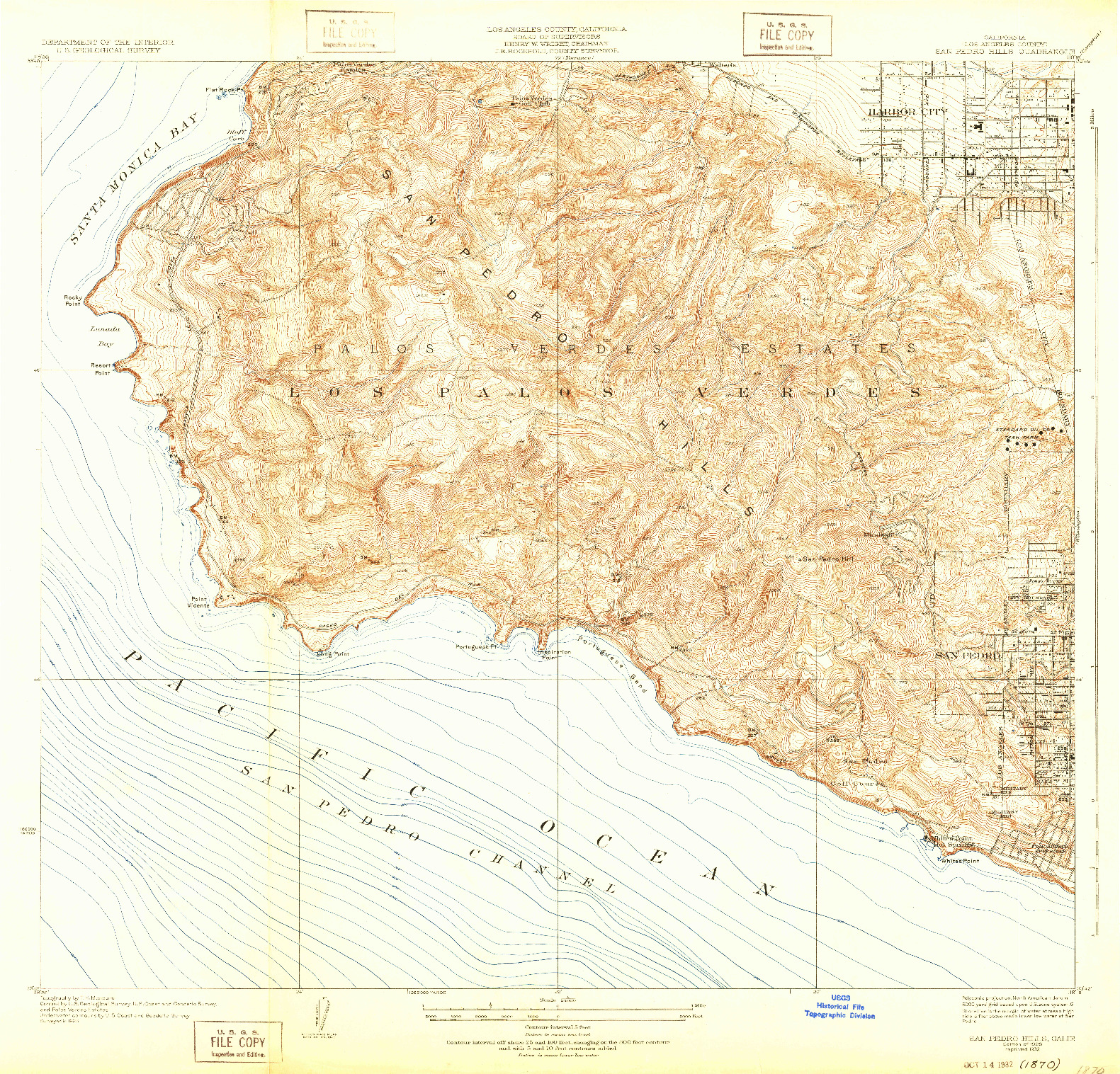 USGS 1:24000-SCALE QUADRANGLE FOR SAN PEDRO HILLS, CA 1928