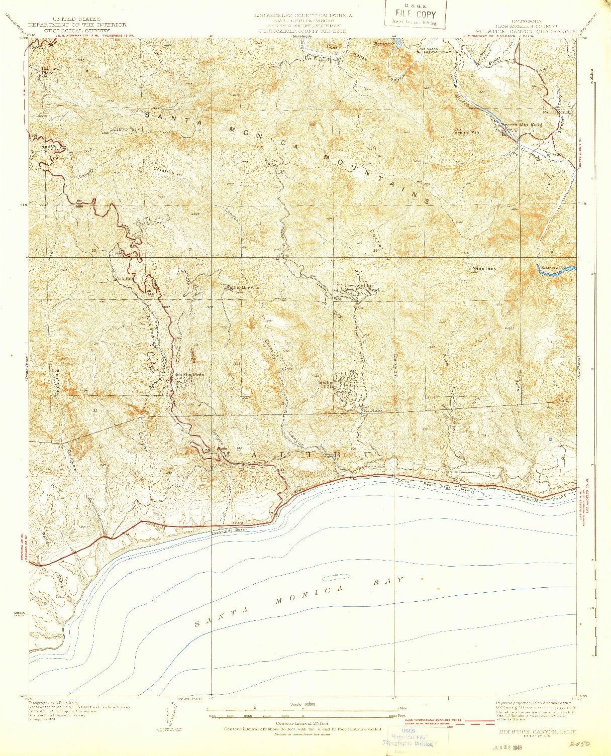 USGS 1:24000-SCALE QUADRANGLE FOR SOLSTICE CANYON, CA 1932