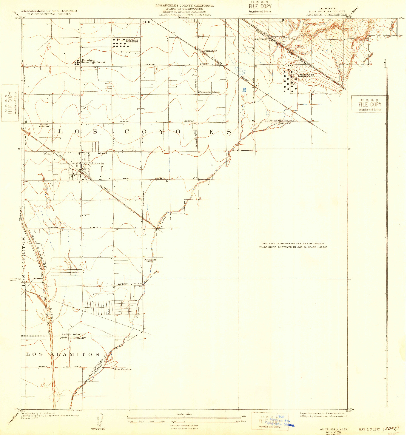 USGS 1:24000-SCALE QUADRANGLE FOR ARTESIA, CA 1925