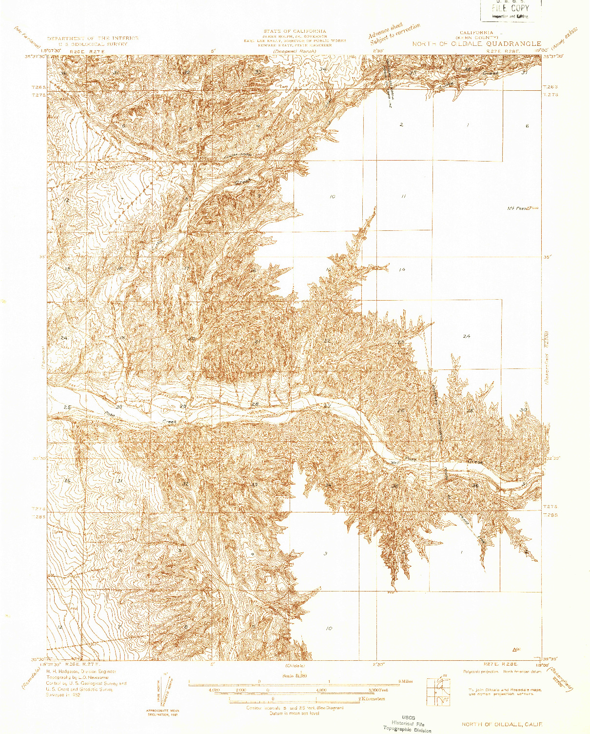 USGS 1:31680-SCALE QUADRANGLE FOR NORTH OF OILDALE, CA 1932