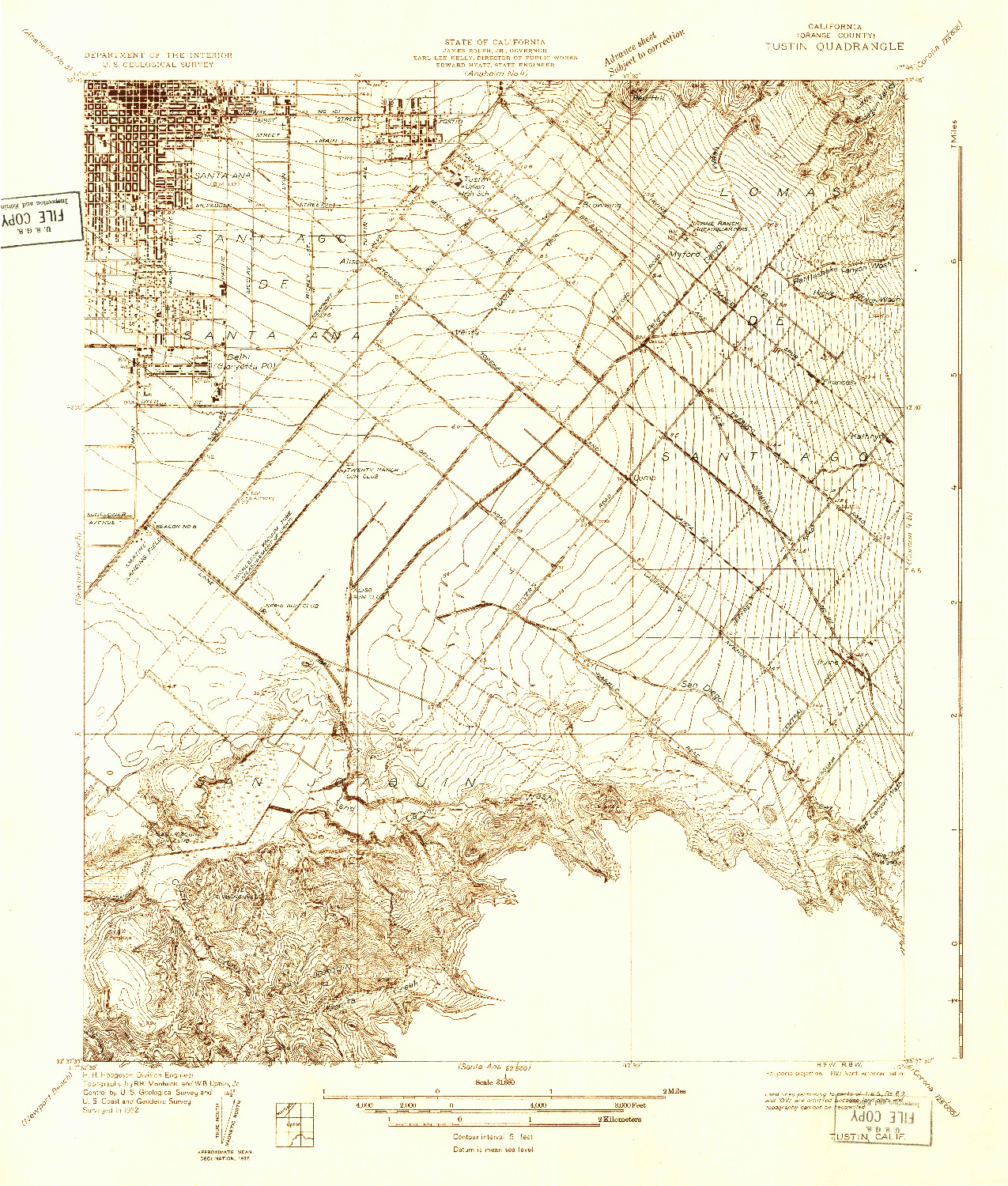 USGS 1:31680-SCALE QUADRANGLE FOR TUSTIN, CA 1932