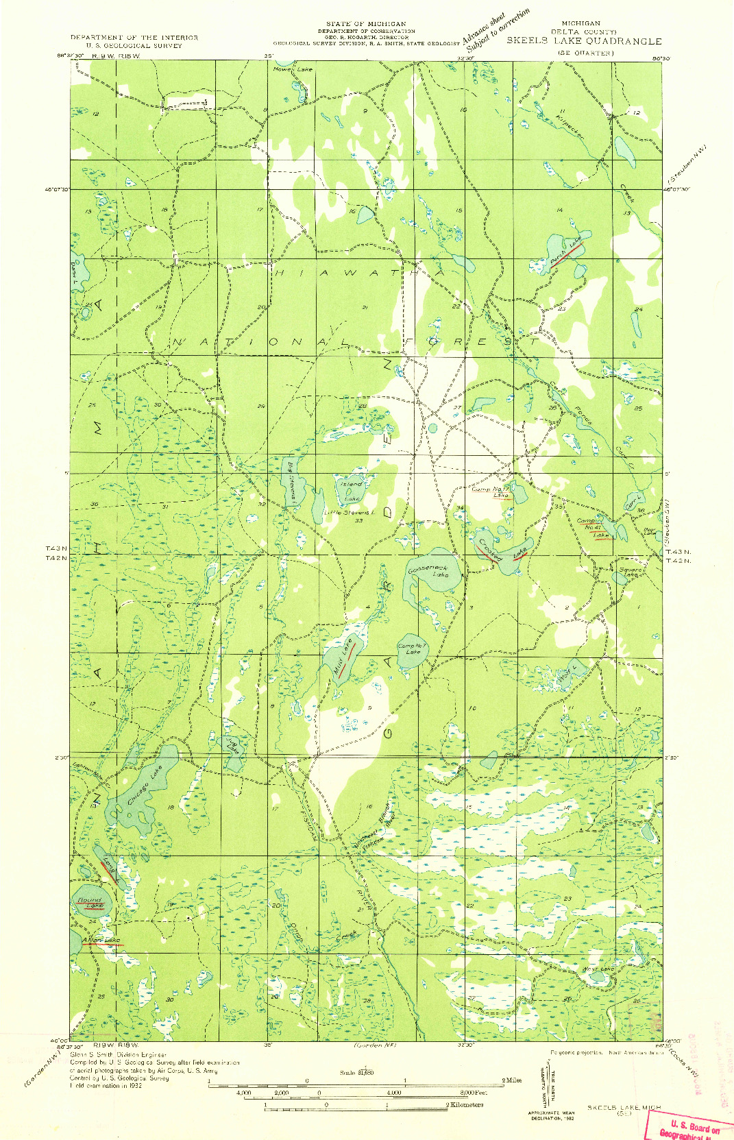 USGS 1:31680-SCALE QUADRANGLE FOR SKEELS LAKE SE, MI 1932