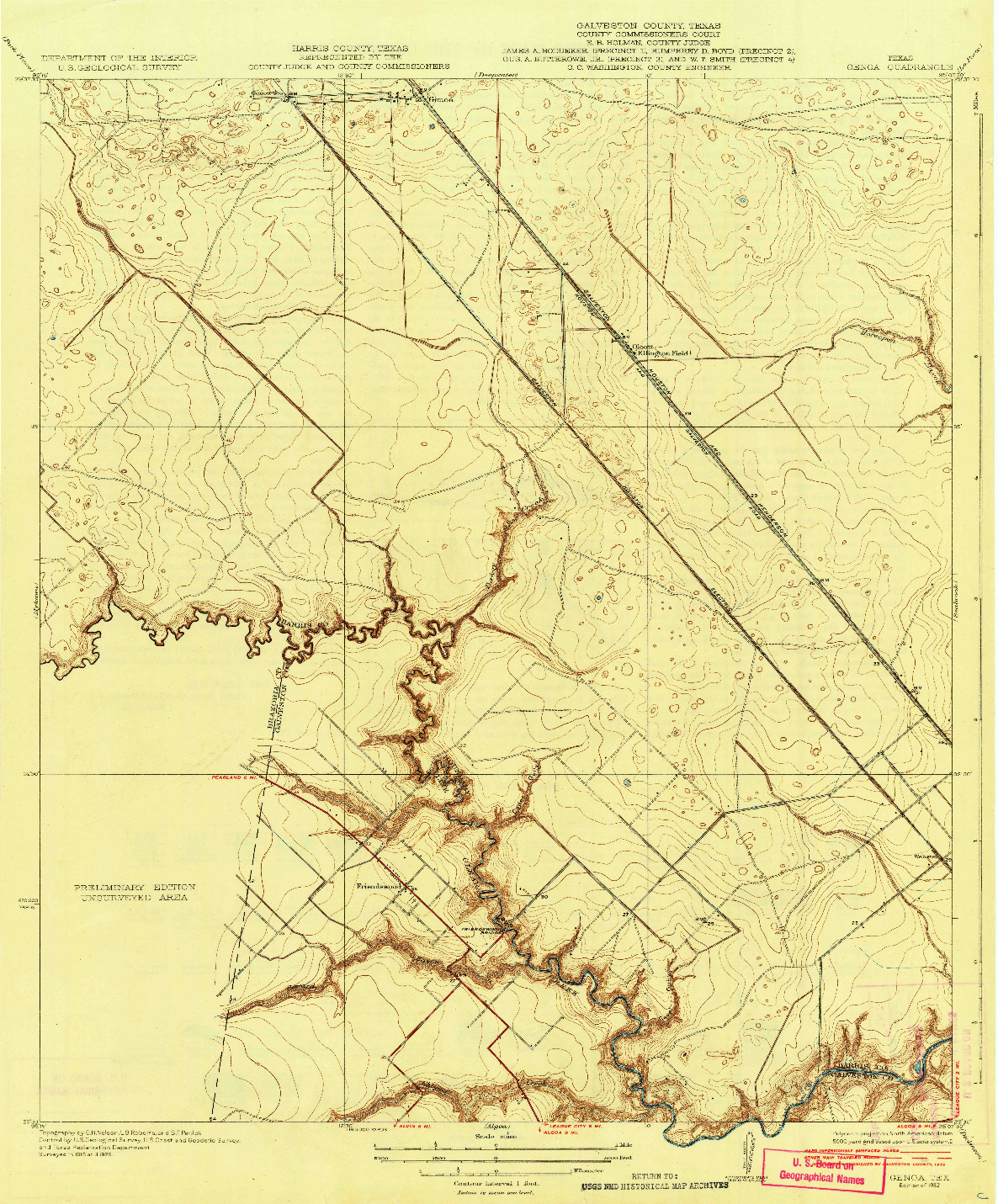 USGS 1:31680-SCALE QUADRANGLE FOR GENOA, TX 1932