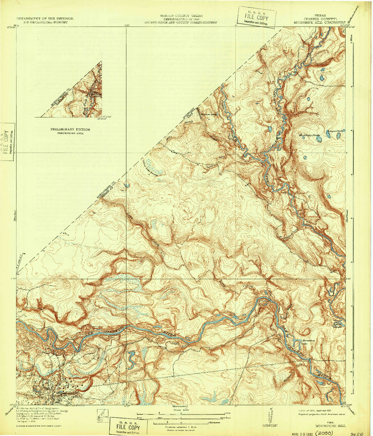 USGS 1:31680-SCALE QUADRANGLE FOR MOONSHINE HILL, TX 1920