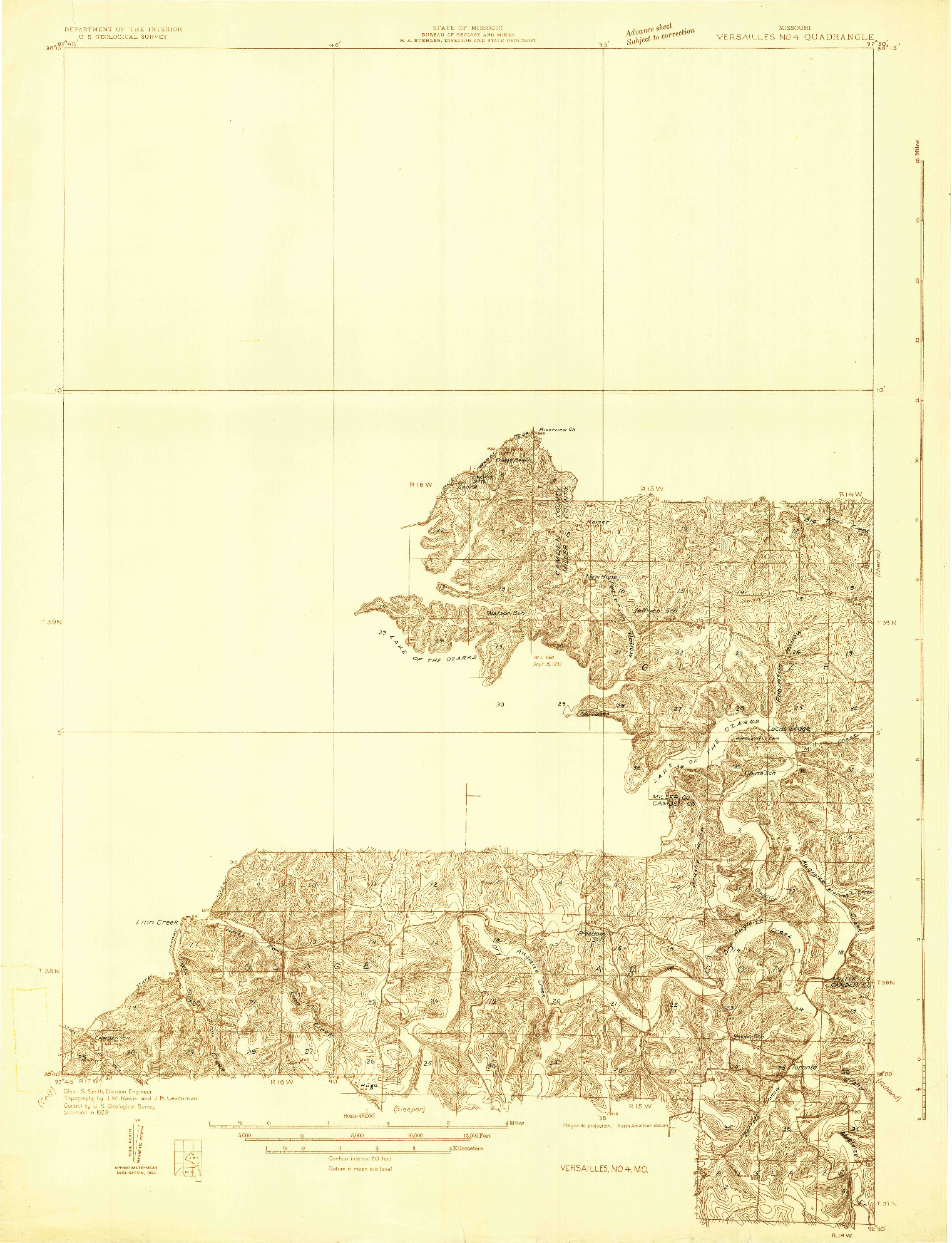 USGS 1:48000-SCALE QUADRANGLE FOR VERSAILLES NO 4, MO 1932