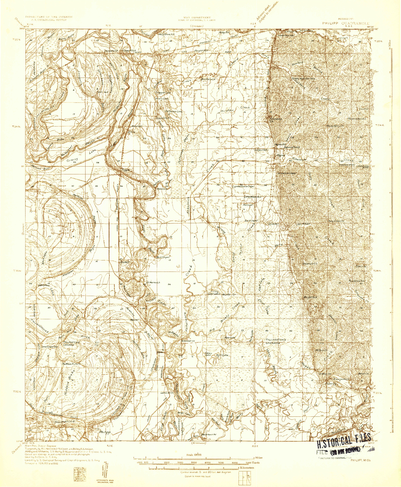 USGS 1:48000-SCALE QUADRANGLE FOR PHILIPP, MS 1932