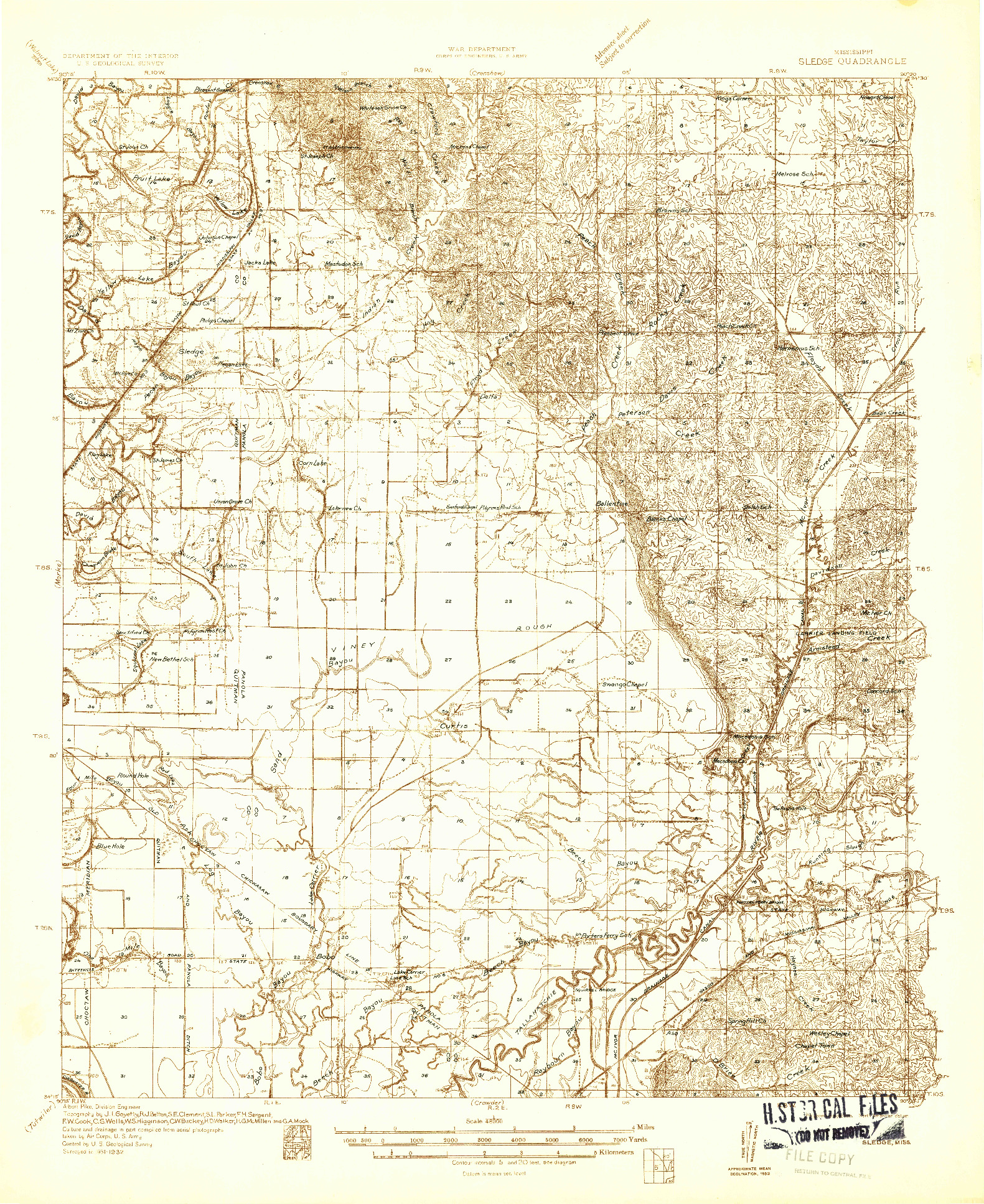 USGS 1:48000-SCALE QUADRANGLE FOR SLEDGE, MS 1932