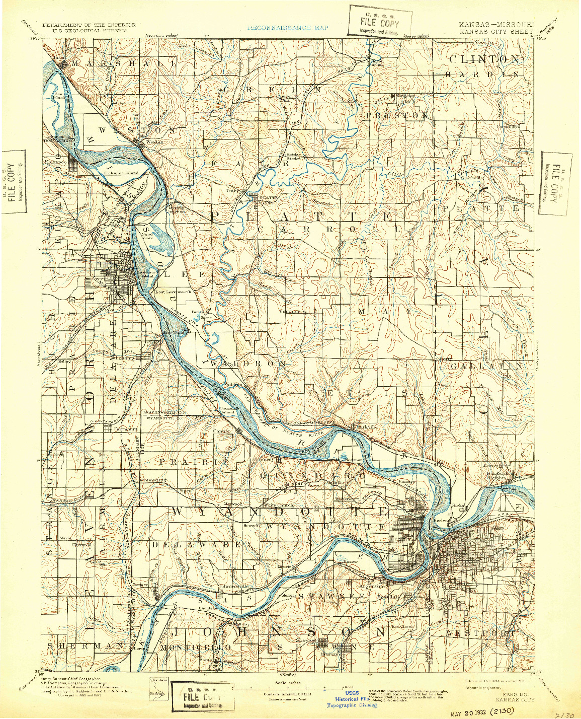 USGS 1:125000-SCALE QUADRANGLE FOR KANSAS CITY, KS 1894