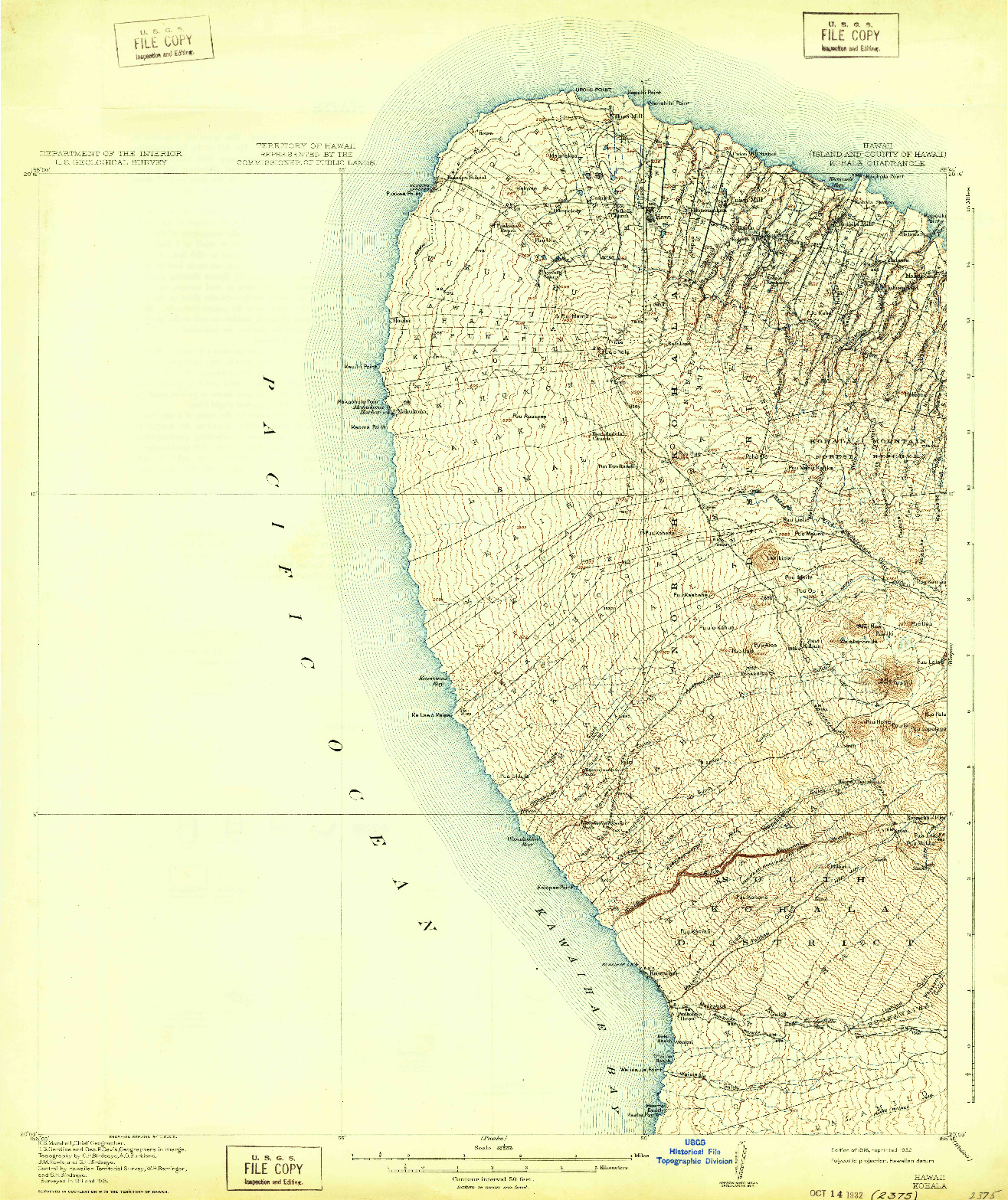 USGS 1:62500-SCALE QUADRANGLE FOR KOHALA, HI 1916