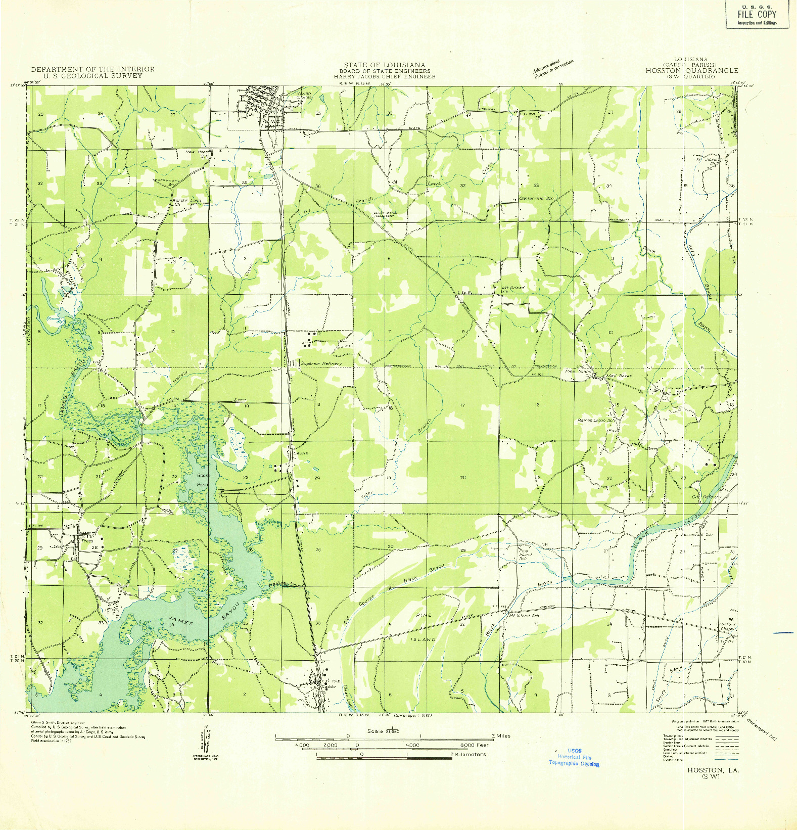 USGS 1:31680-SCALE QUADRANGLE FOR HOSSTON SW, LA 1932