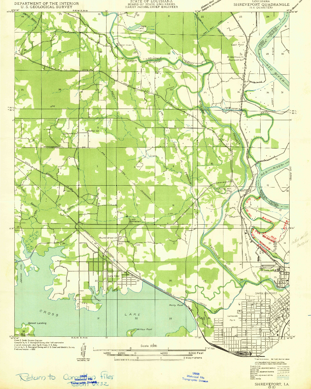 USGS 1:31680-SCALE QUADRANGLE FOR SHREVEPORT SE, LA 1932