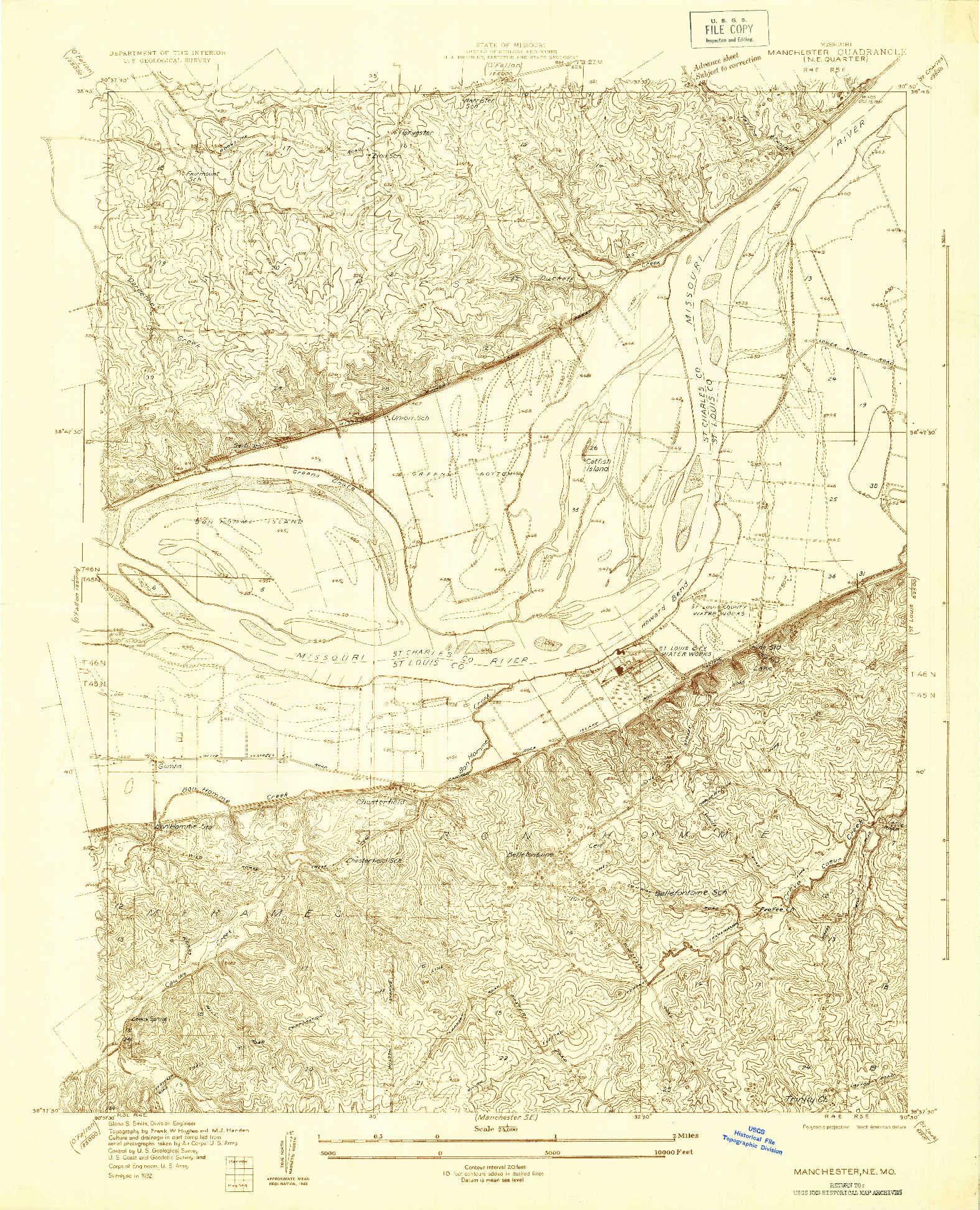 USGS 1:24000-SCALE QUADRANGLE FOR MANCHESTER NE, MO 1932