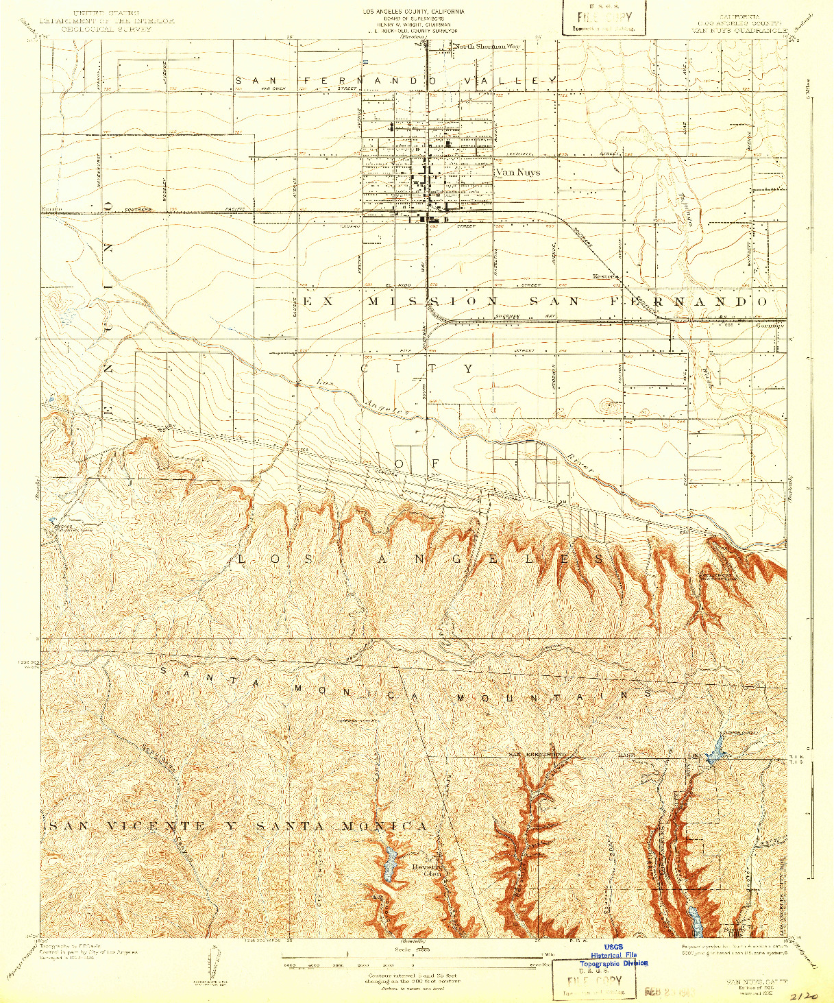 USGS 1:24000-SCALE QUADRANGLE FOR VAN NUYS, CA 1926