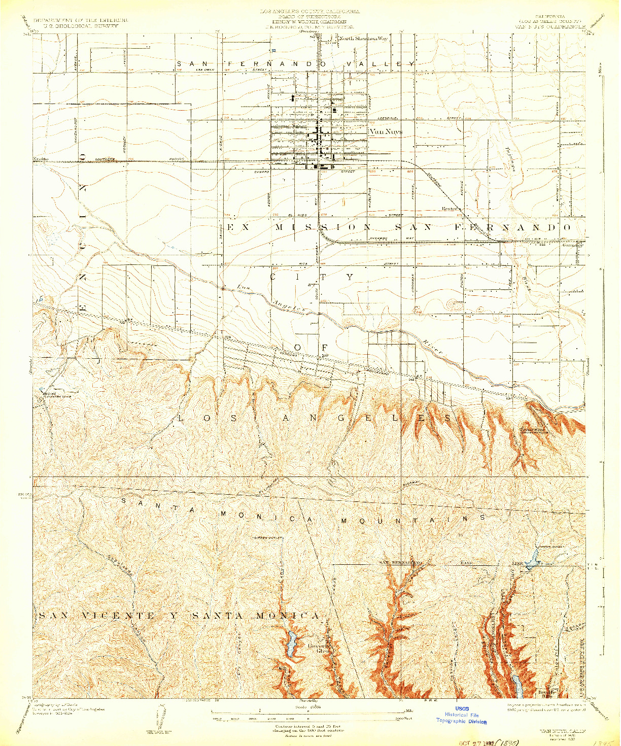 USGS 1:24000-SCALE QUADRANGLE FOR VAN NUYS, CA 1926