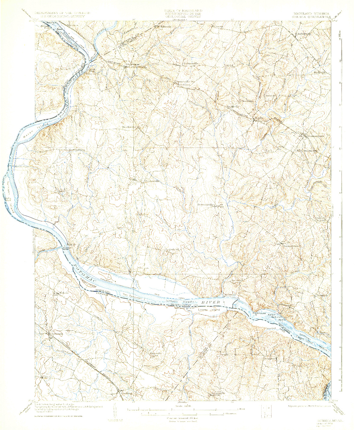 USGS 1:62500-SCALE QUADRANGLE FOR SENECA, MD 1908