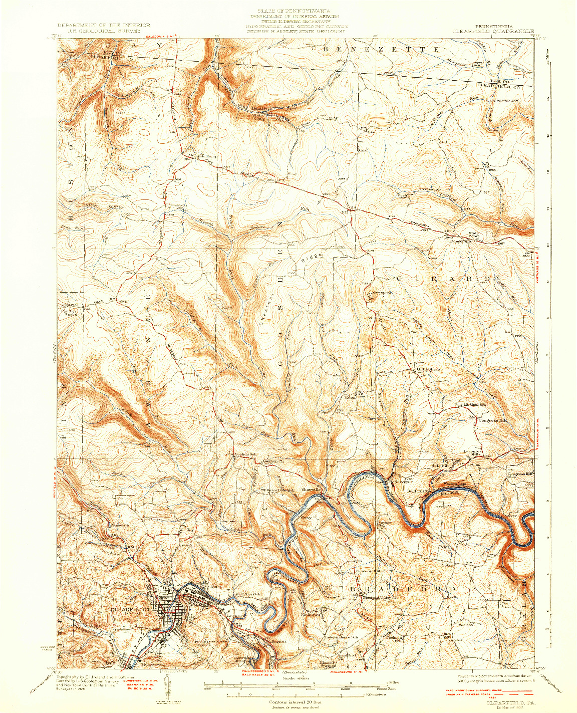 USGS 1:62500-SCALE QUADRANGLE FOR CLEARFIELD, PA 1932