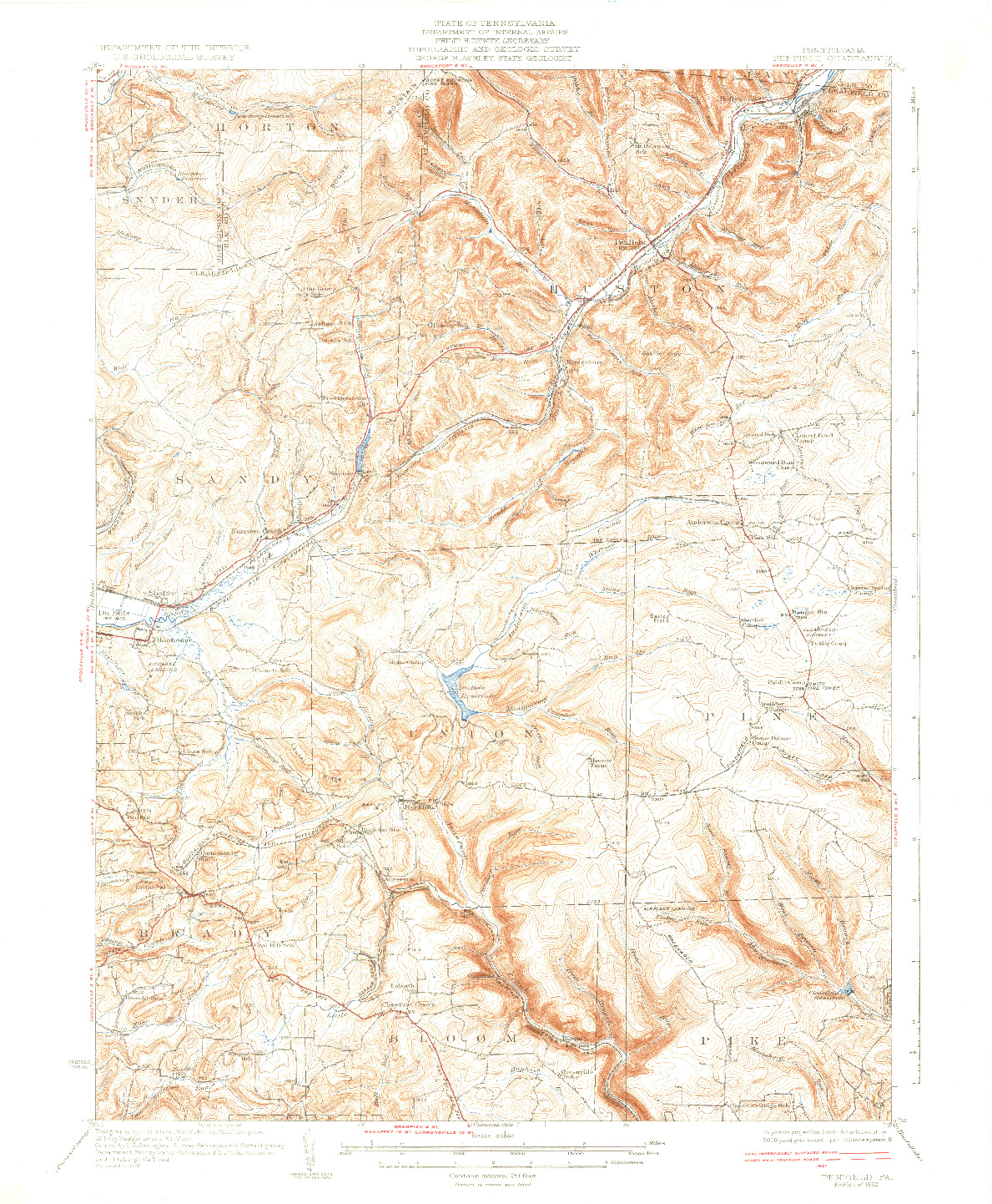 USGS 1:62500-SCALE QUADRANGLE FOR PENFIELD, PA 1932