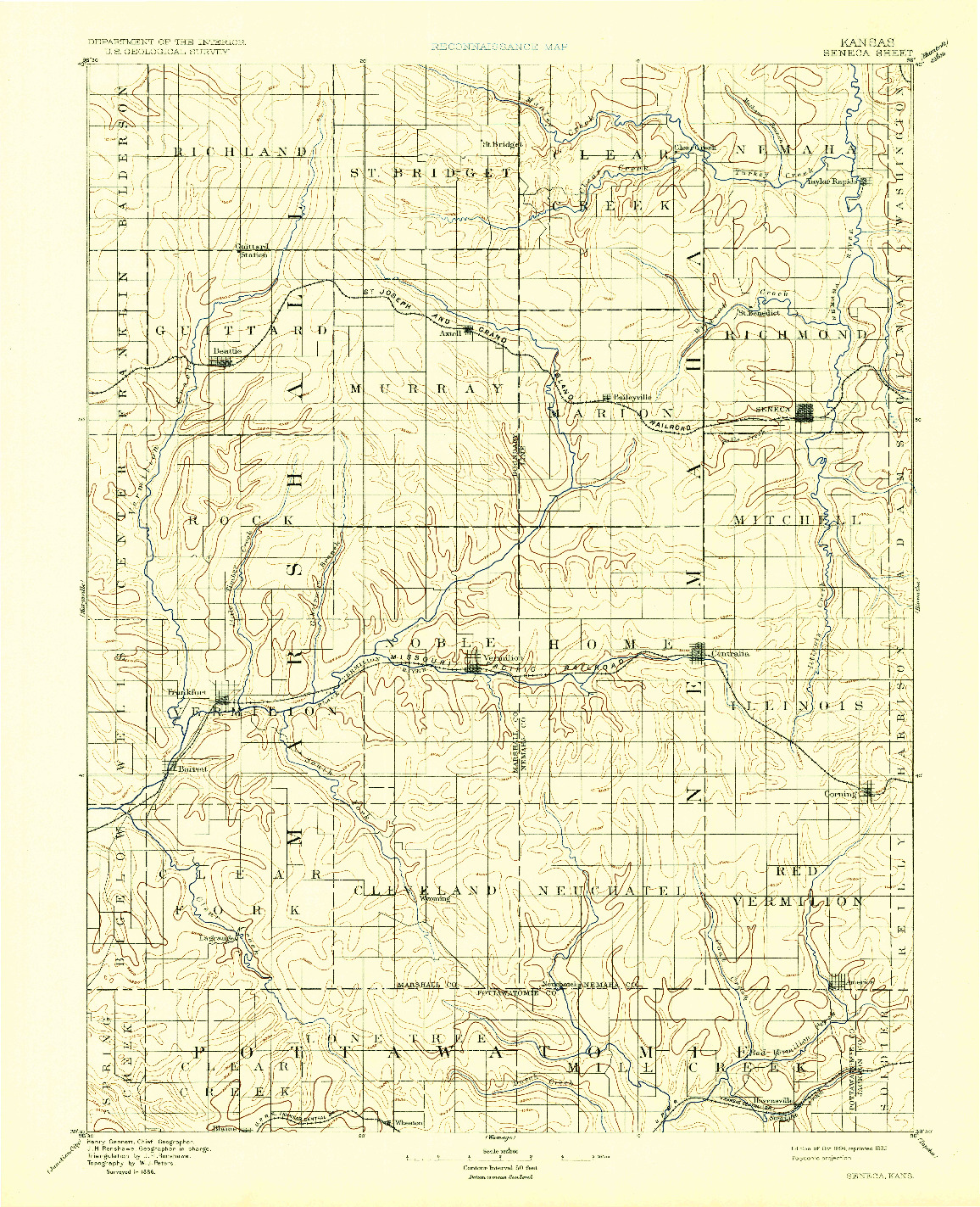 USGS 1:125000-SCALE QUADRANGLE FOR SENECA, KS 1894
