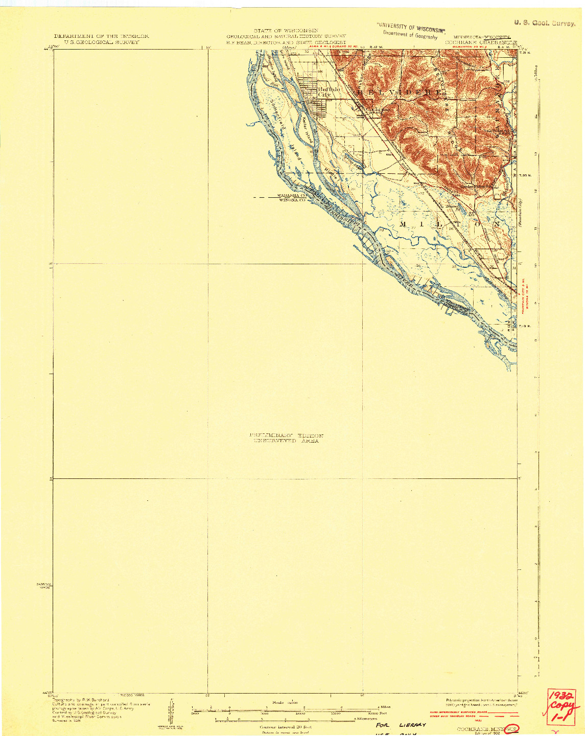 USGS 1:62500-SCALE QUADRANGLE FOR COCHRANE, MN 1932