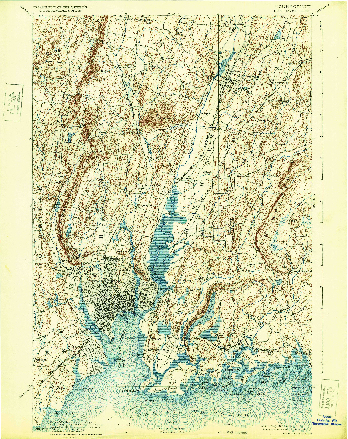 USGS 1:62500-SCALE QUADRANGLE FOR NEW HAVEN, CT 1892