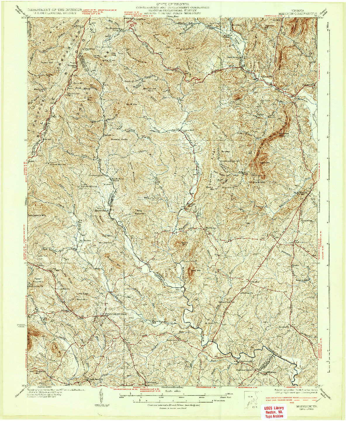 USGS 1:62500-SCALE QUADRANGLE FOR MADISON, VA 1933