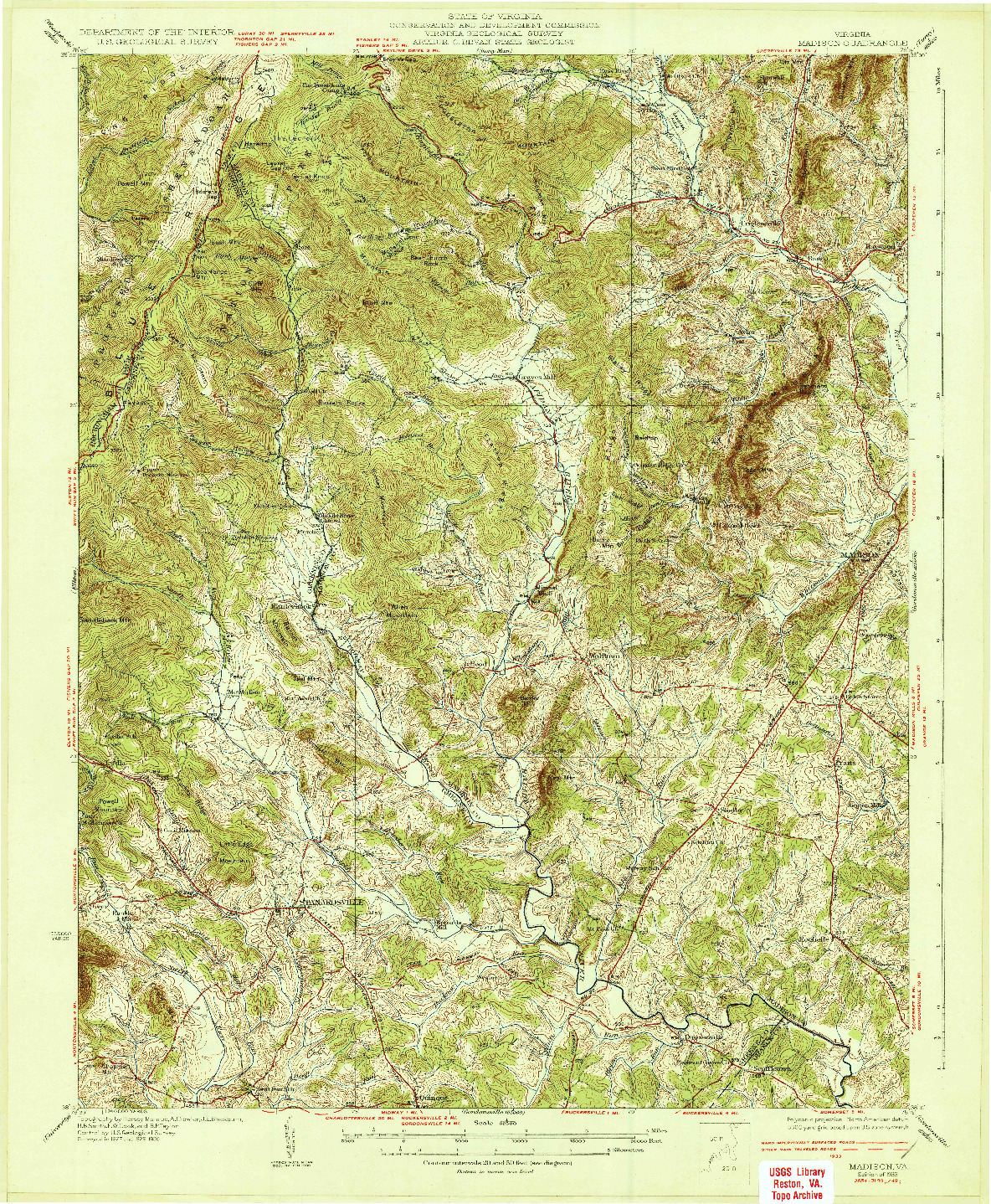USGS 1:62500-SCALE QUADRANGLE FOR MADISON, VA 1933