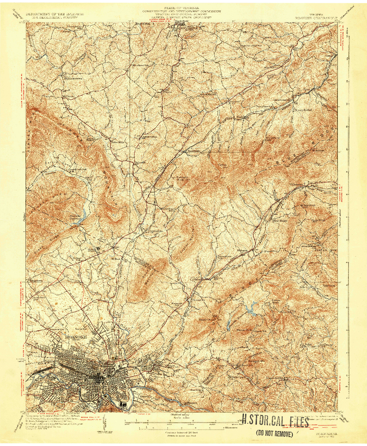 USGS 1:62500-SCALE QUADRANGLE FOR ROANOKE, VA 1933