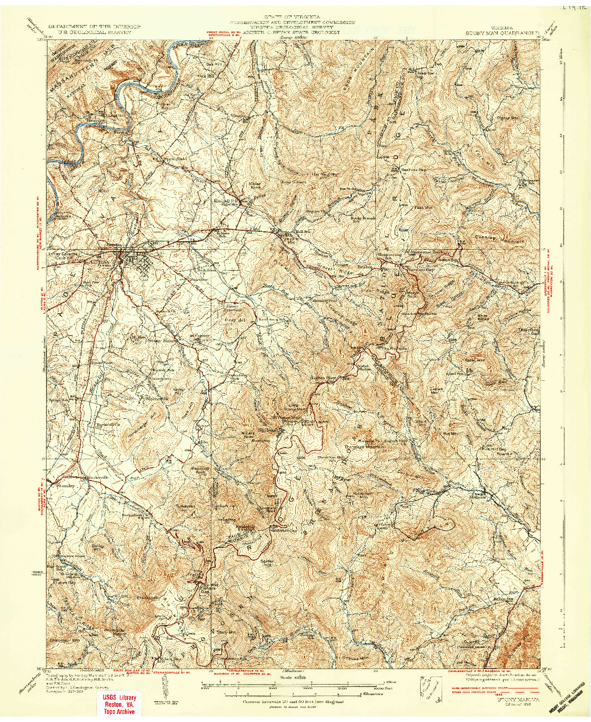 USGS 1:62500-SCALE QUADRANGLE FOR STONY MAN, VA 1933