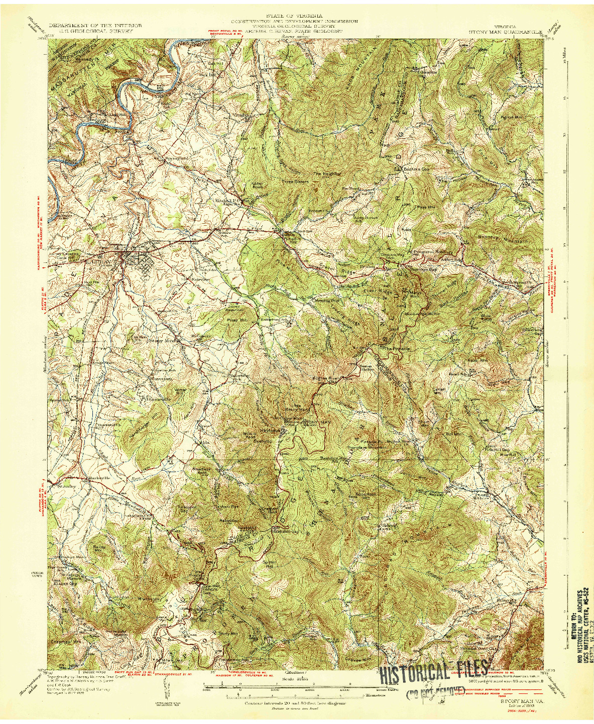 USGS 1:62500-SCALE QUADRANGLE FOR STONY MAN, VA 1933