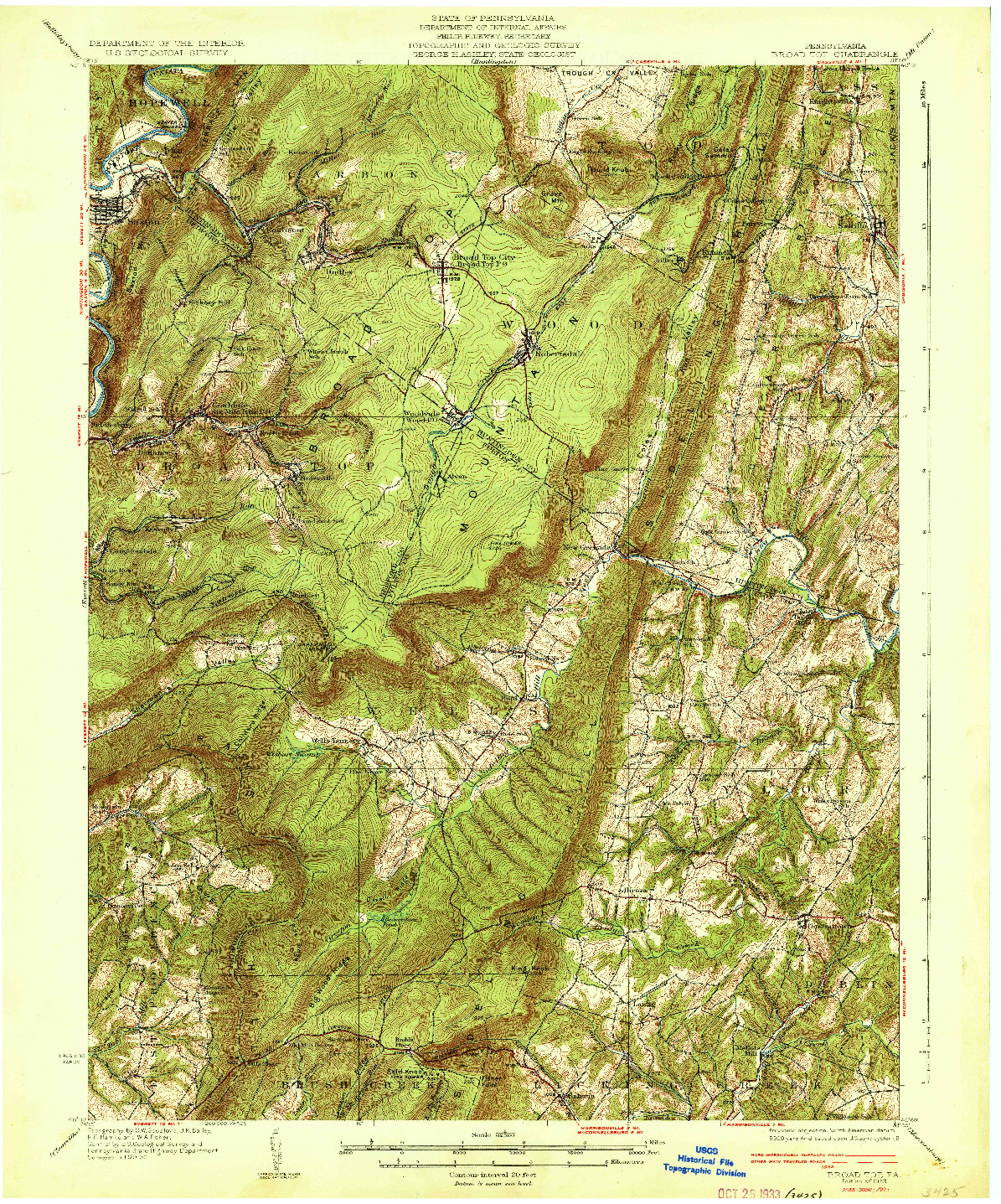 USGS 1:62500-SCALE QUADRANGLE FOR BROAD TOP, PA 1933