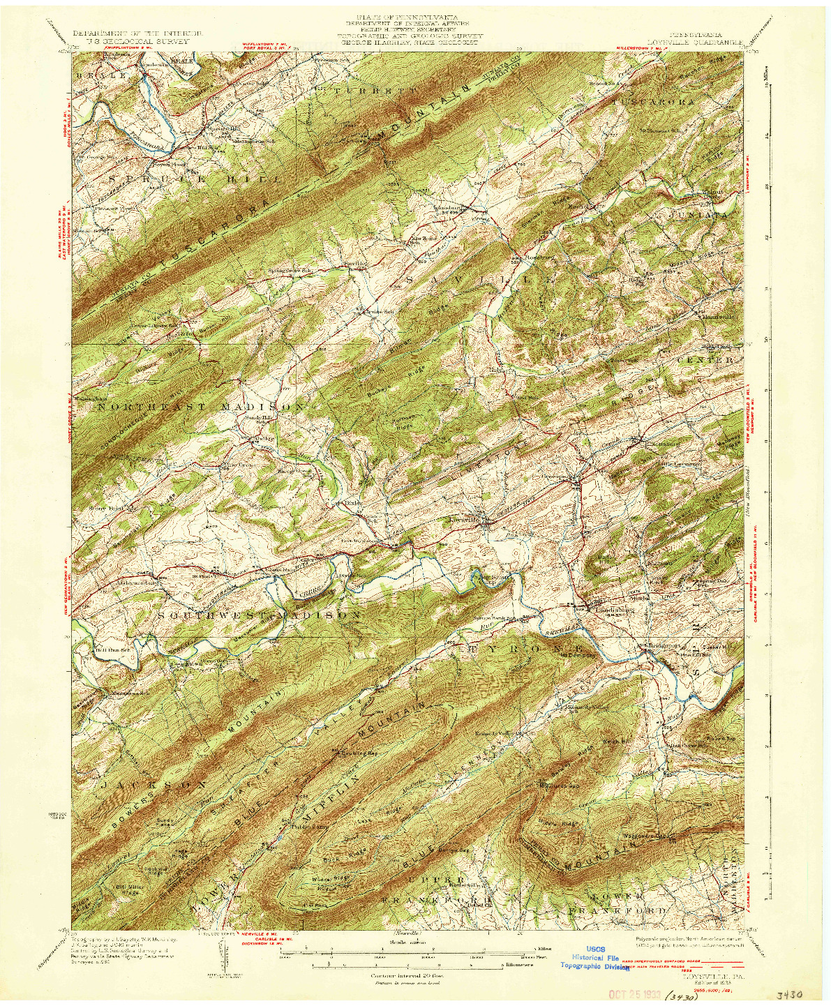 USGS 1:62500-SCALE QUADRANGLE FOR LOYSVILLE, PA 1933