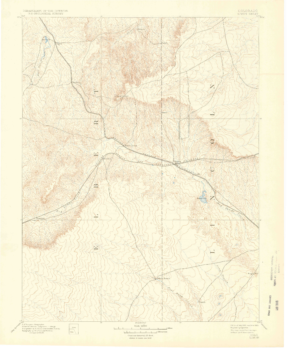 USGS 1:125000-SCALE QUADRANGLE FOR LIMON, CO 1892