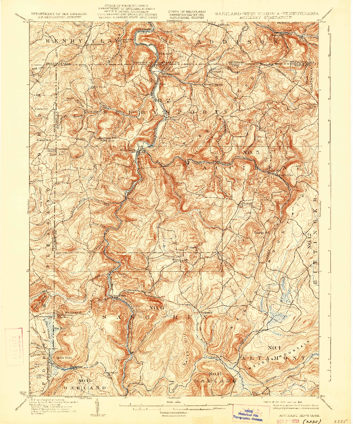 USGS 1:62500-SCALE QUADRANGLE FOR ACCIDENT, MD 1900