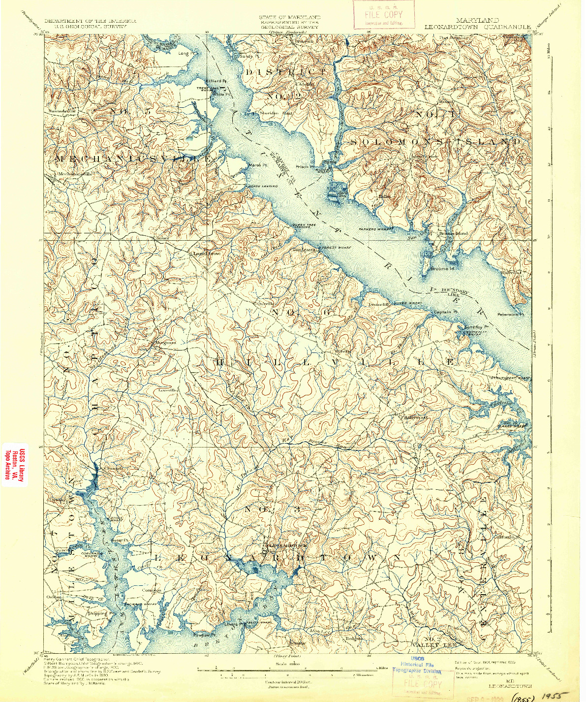 USGS 1:62500-SCALE QUADRANGLE FOR LEONARDTOWN, MD 1901