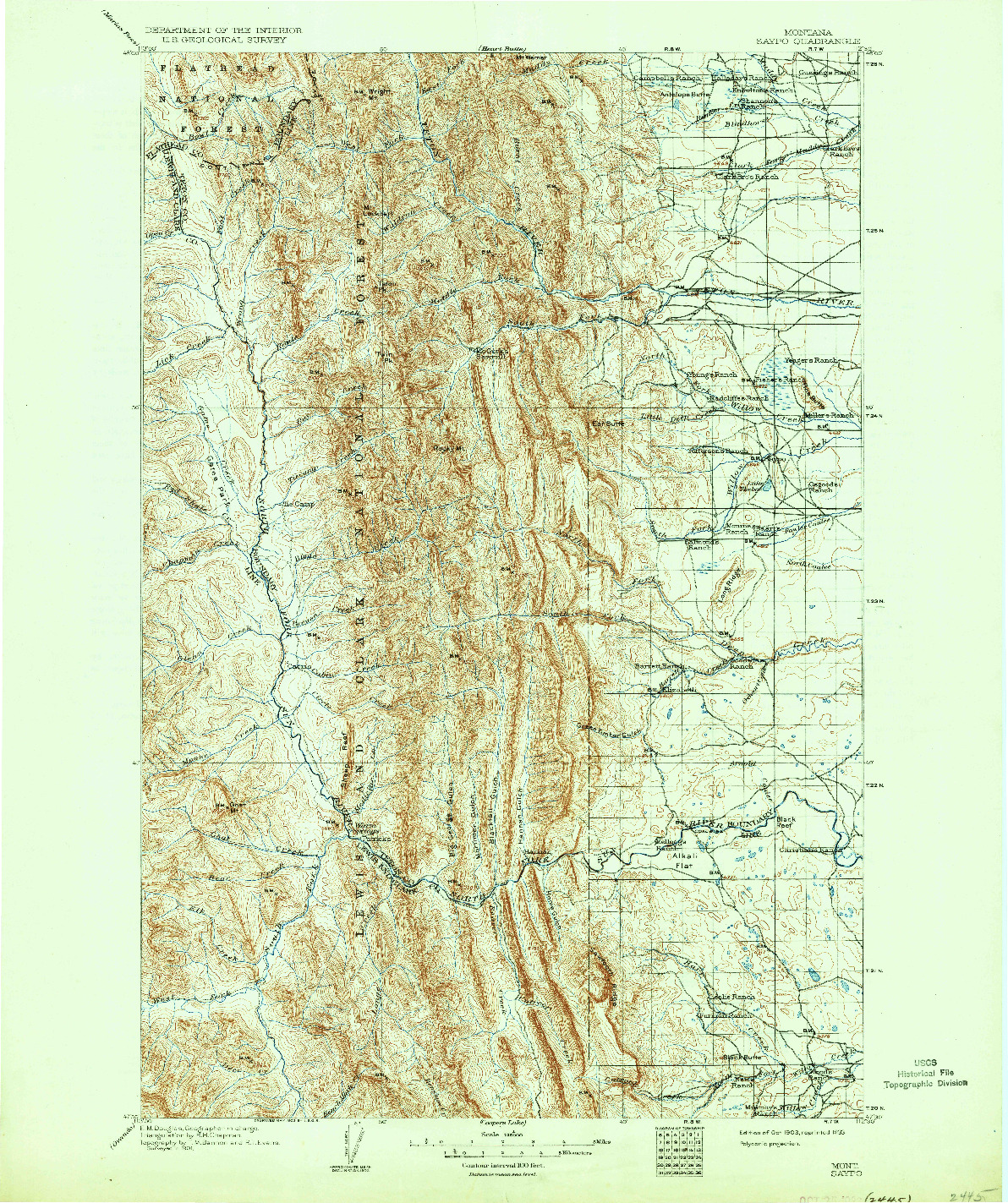 USGS 1:125000-SCALE QUADRANGLE FOR SAYPO, MT 1903