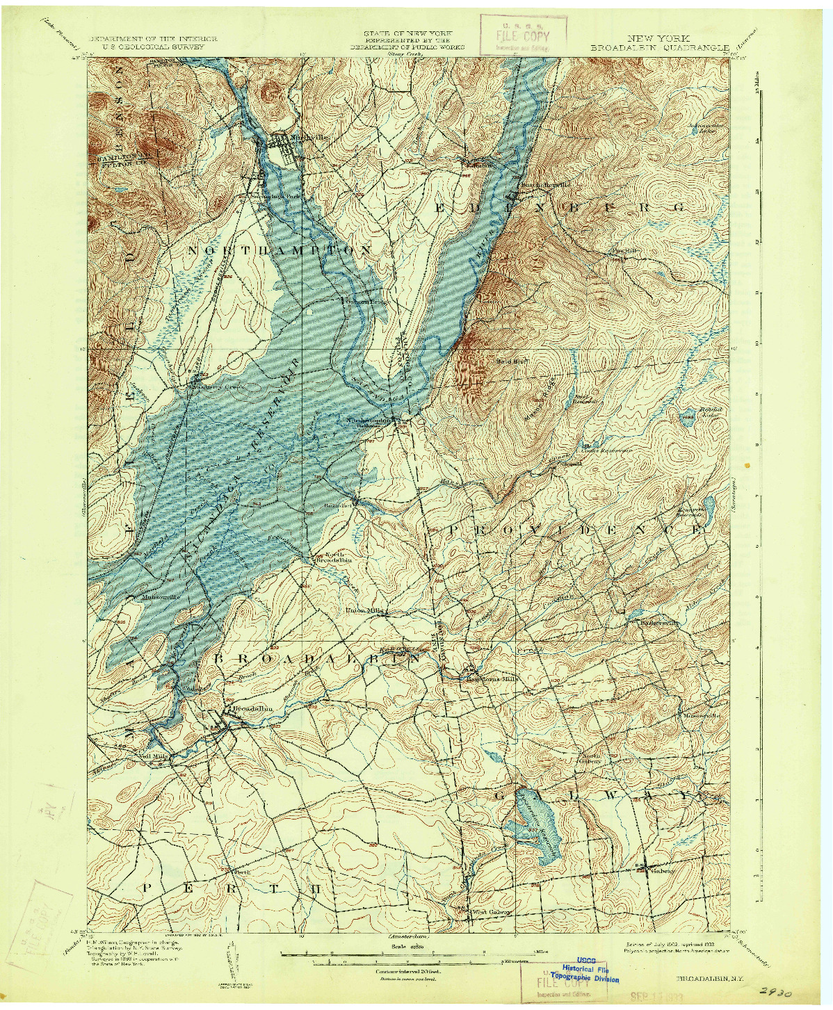 USGS 1:62500-SCALE QUADRANGLE FOR BROADALBIN, NY 1902