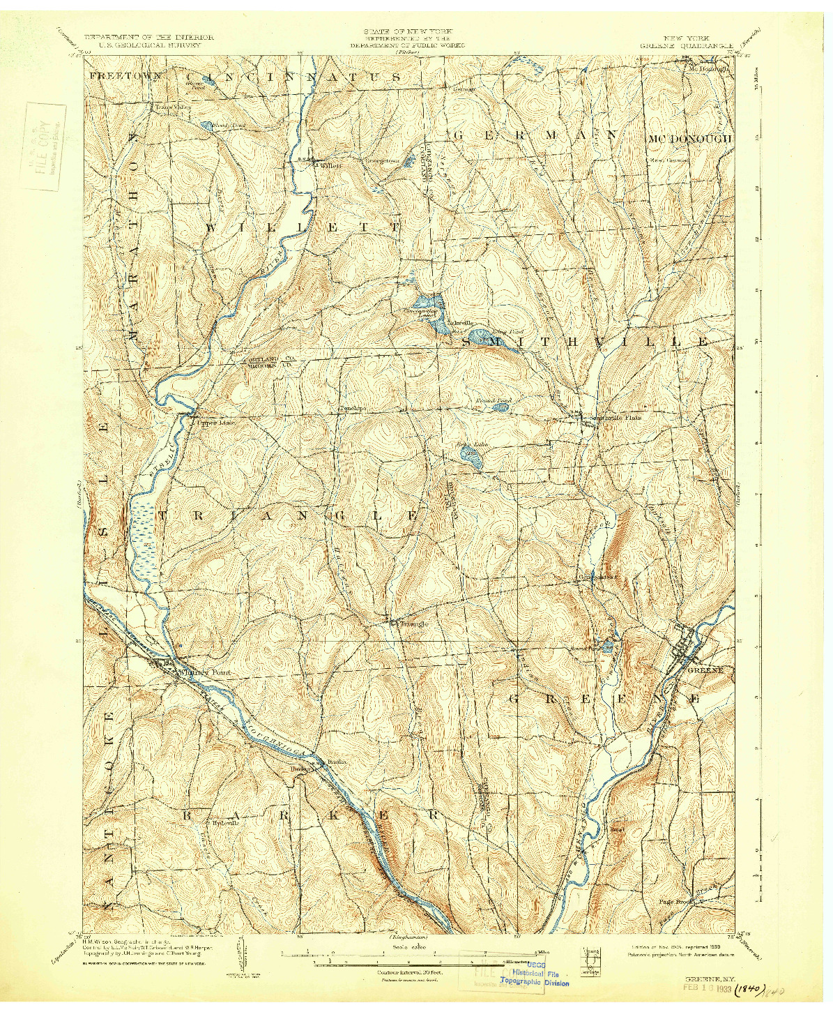 USGS 1:62500-SCALE QUADRANGLE FOR GREENE, NY 1904