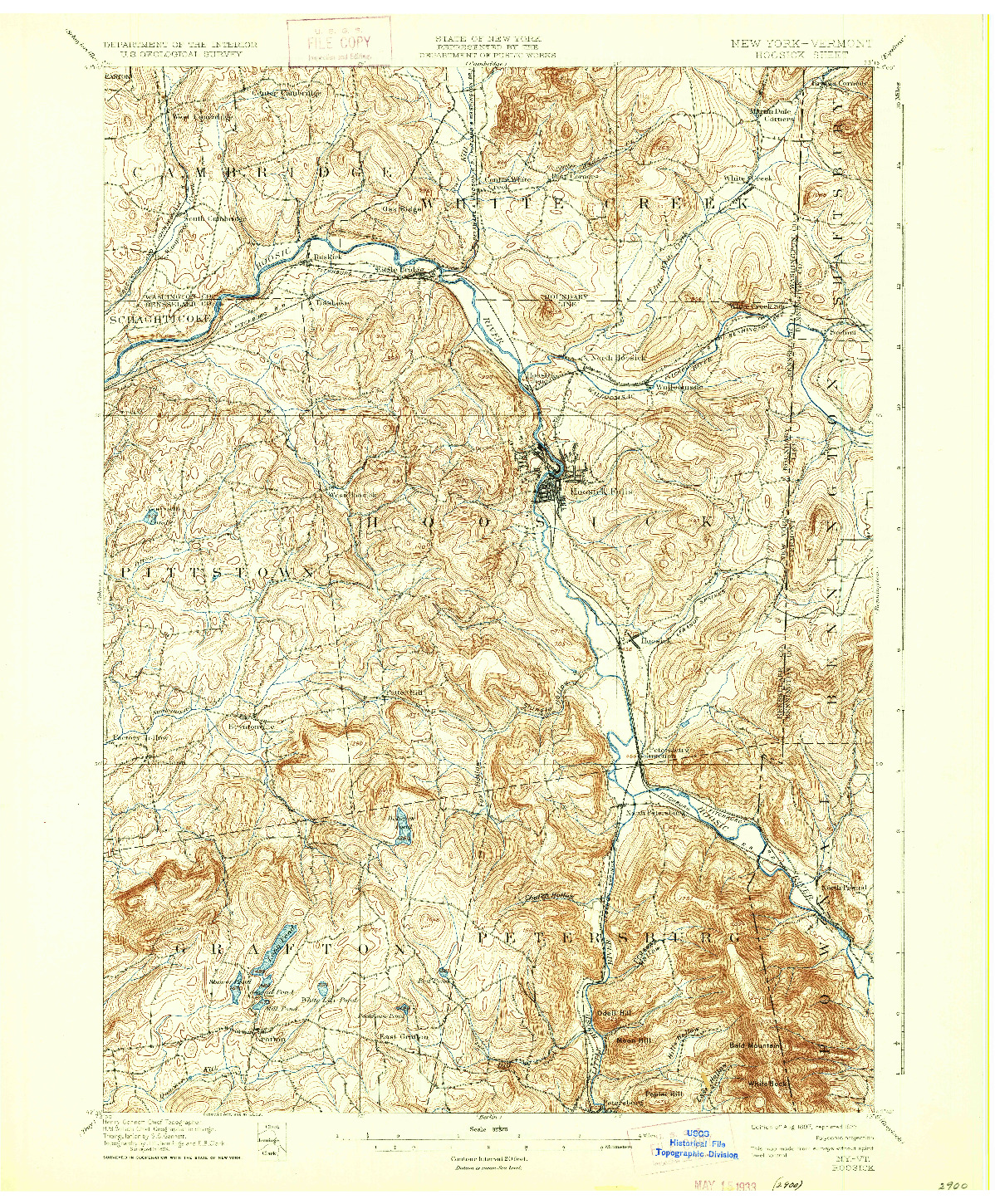 USGS 1:62500-SCALE QUADRANGLE FOR HOOSICK, NY 1897