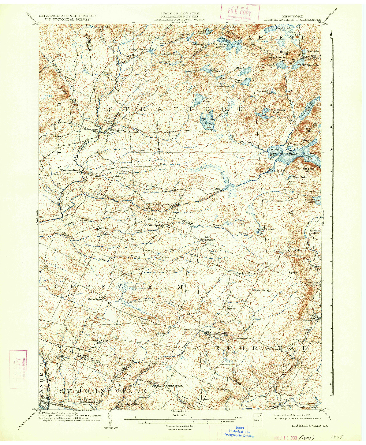 USGS 1:62500-SCALE QUADRANGLE FOR LASSELLSVILLE, NY 1903