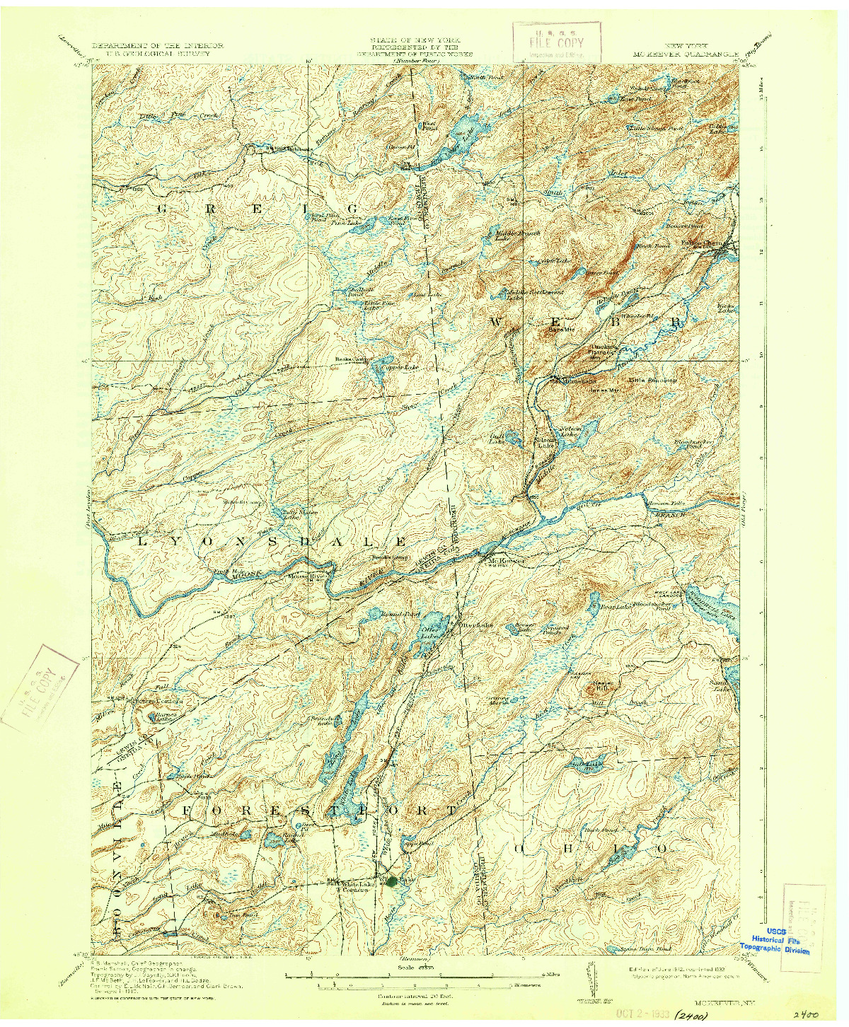 USGS 1:62500-SCALE QUADRANGLE FOR MC KEEVER, NY 1912