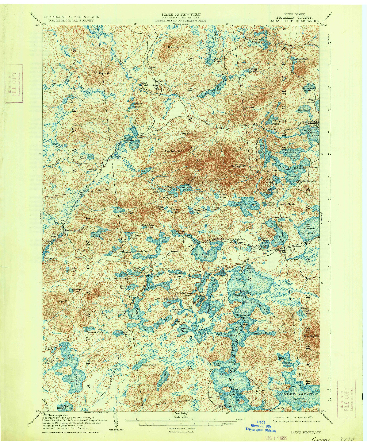 USGS 1:62500-SCALE QUADRANGLE FOR SAINT REGIS, NY 1905