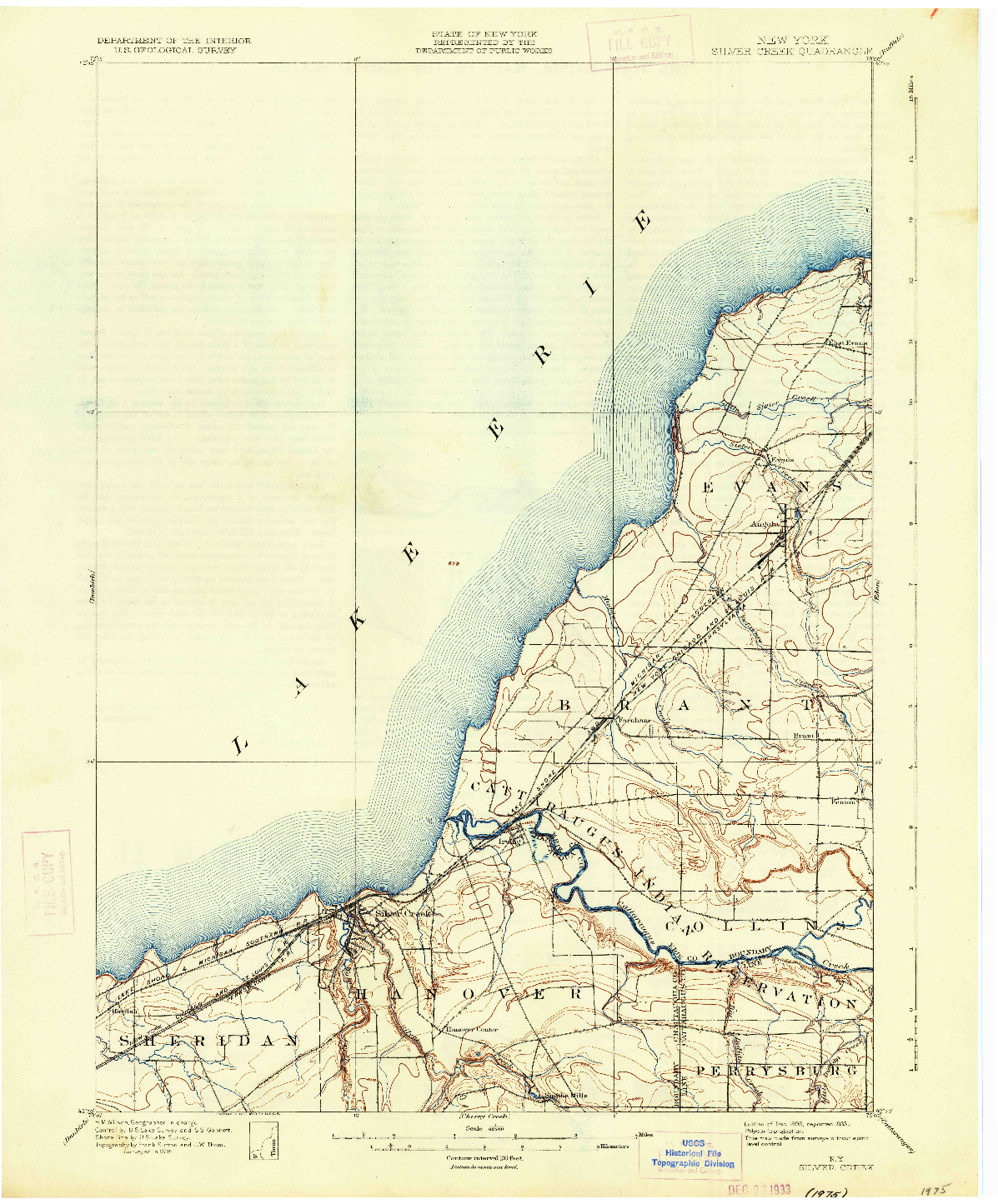 USGS 1:62500-SCALE QUADRANGLE FOR SILVER CREEK, NY 1899